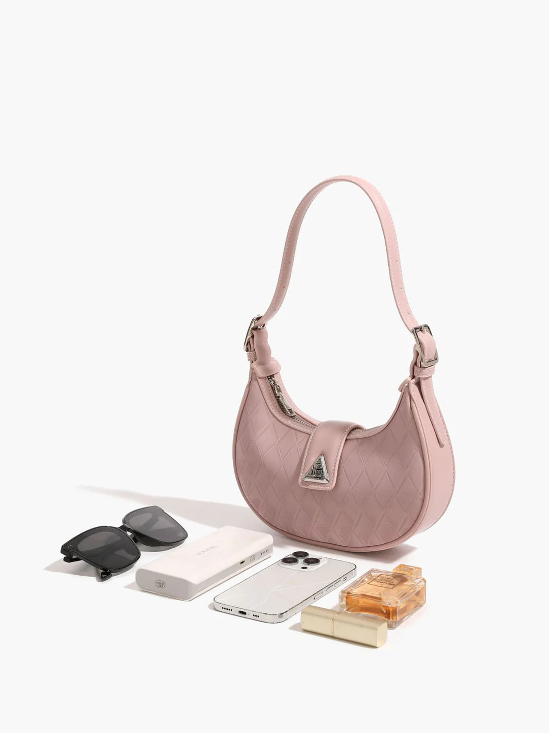 Adjustable Strap Diamond Crescent Bag - LA FEMME WANDERER