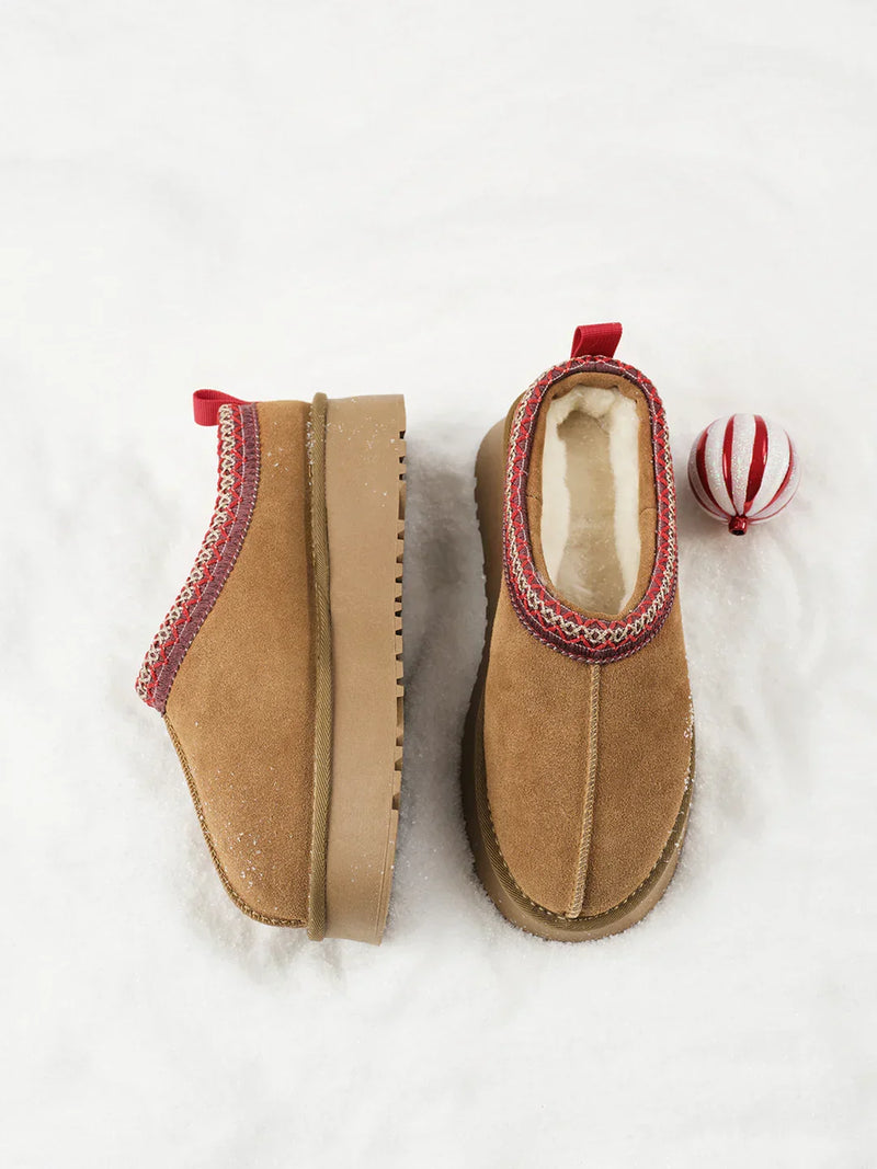 Buty śnieżne na platformie ze zintegrowanym futrem w stylu casual