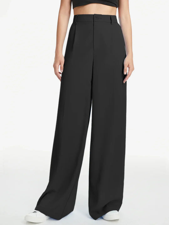 Spodnie z wysokim stanem i szerokimi nogawkami, o luźnym kroju