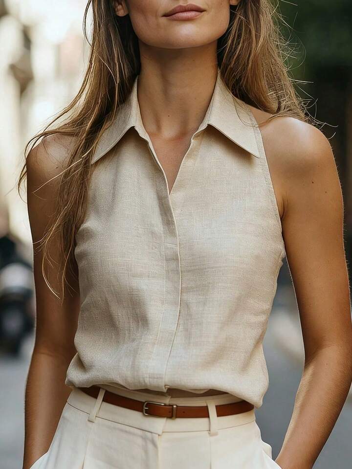Timeless Collar Sleeveless Shirt