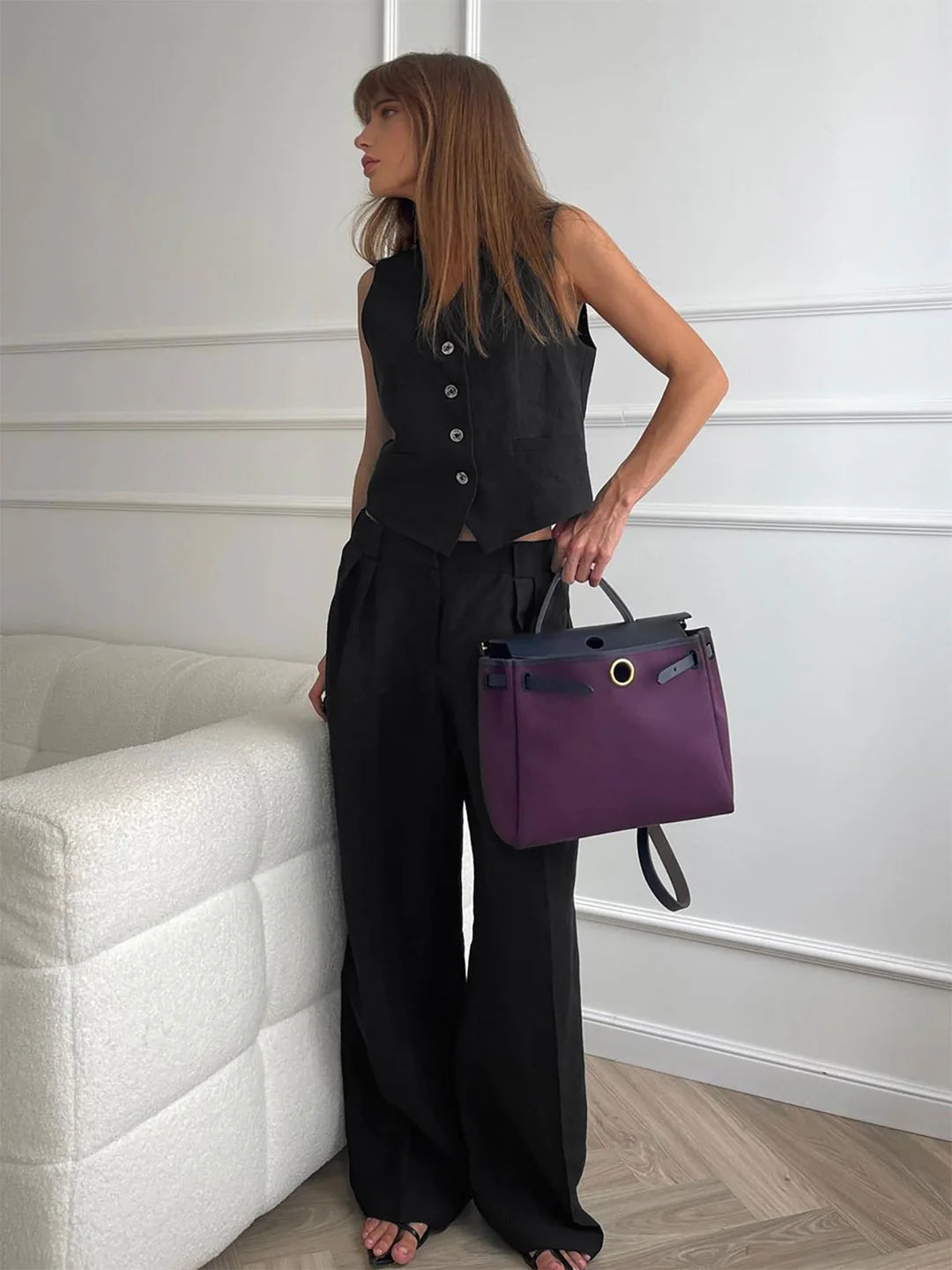 Always Chic Cotton & Linen Pants Matching Set - LA FEMME WANDERER