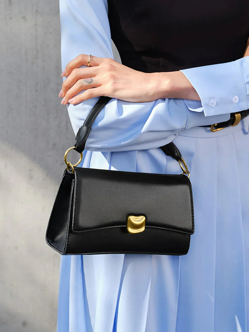 Elegant Style Black Baguette Flap Armpit Bag