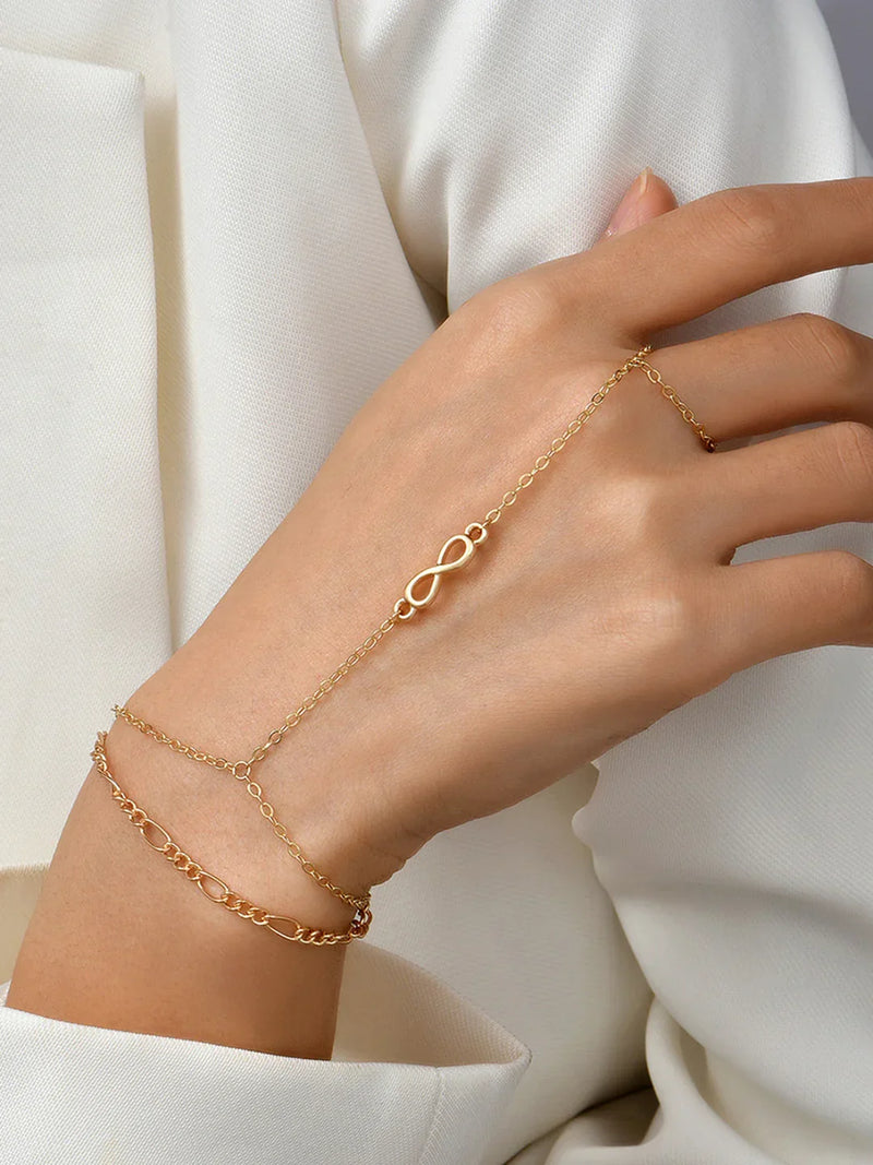 Niche Design Golden Finger Ring Bracelet
