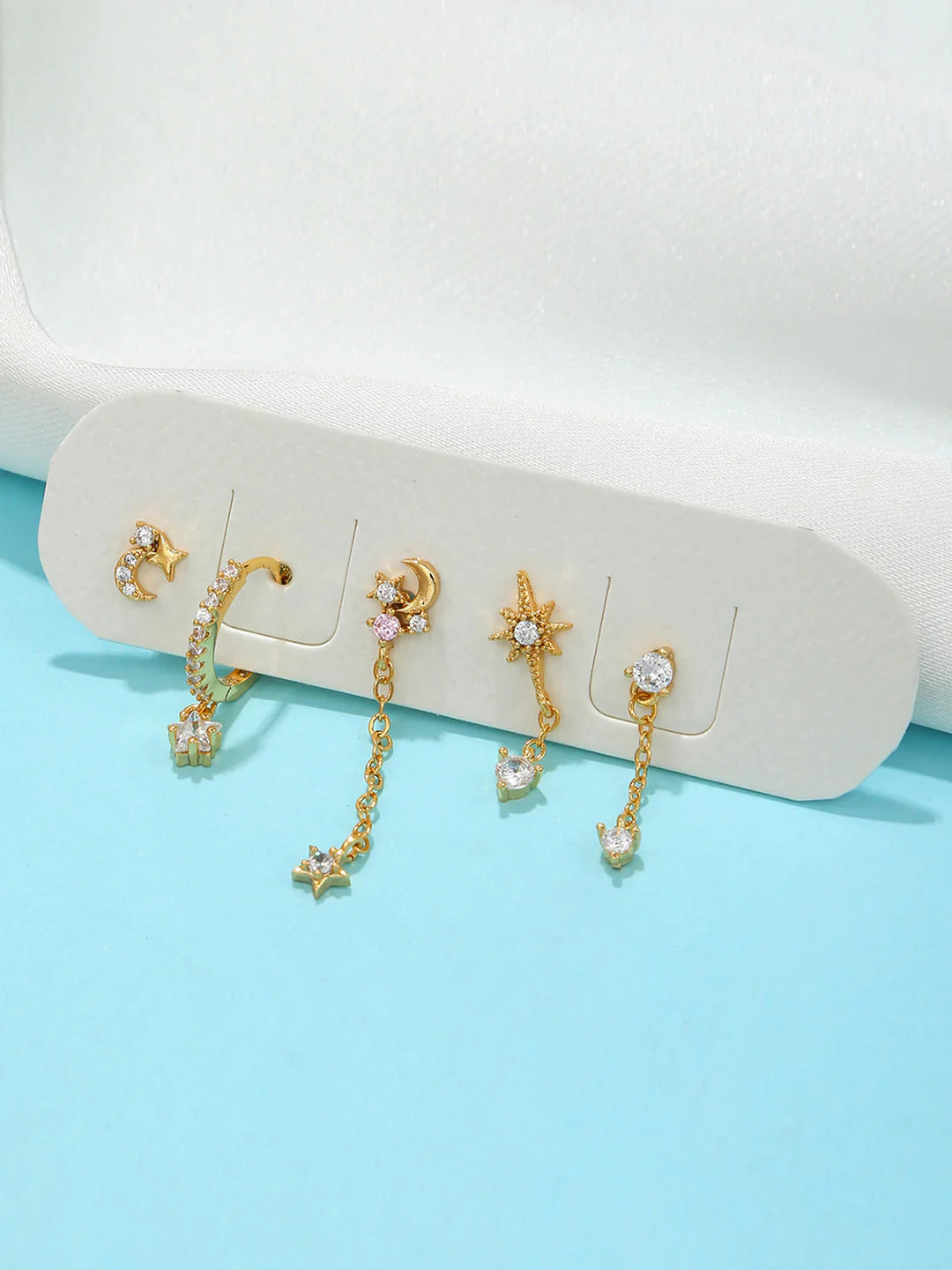 Casual Style Stars and Moon Earrings-5 Pieces - LA FEMME WANDERER