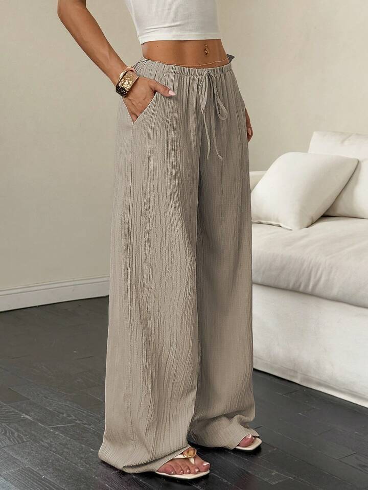 Soft Textured Drawstring Pants for Everyday Comfort & Elegance