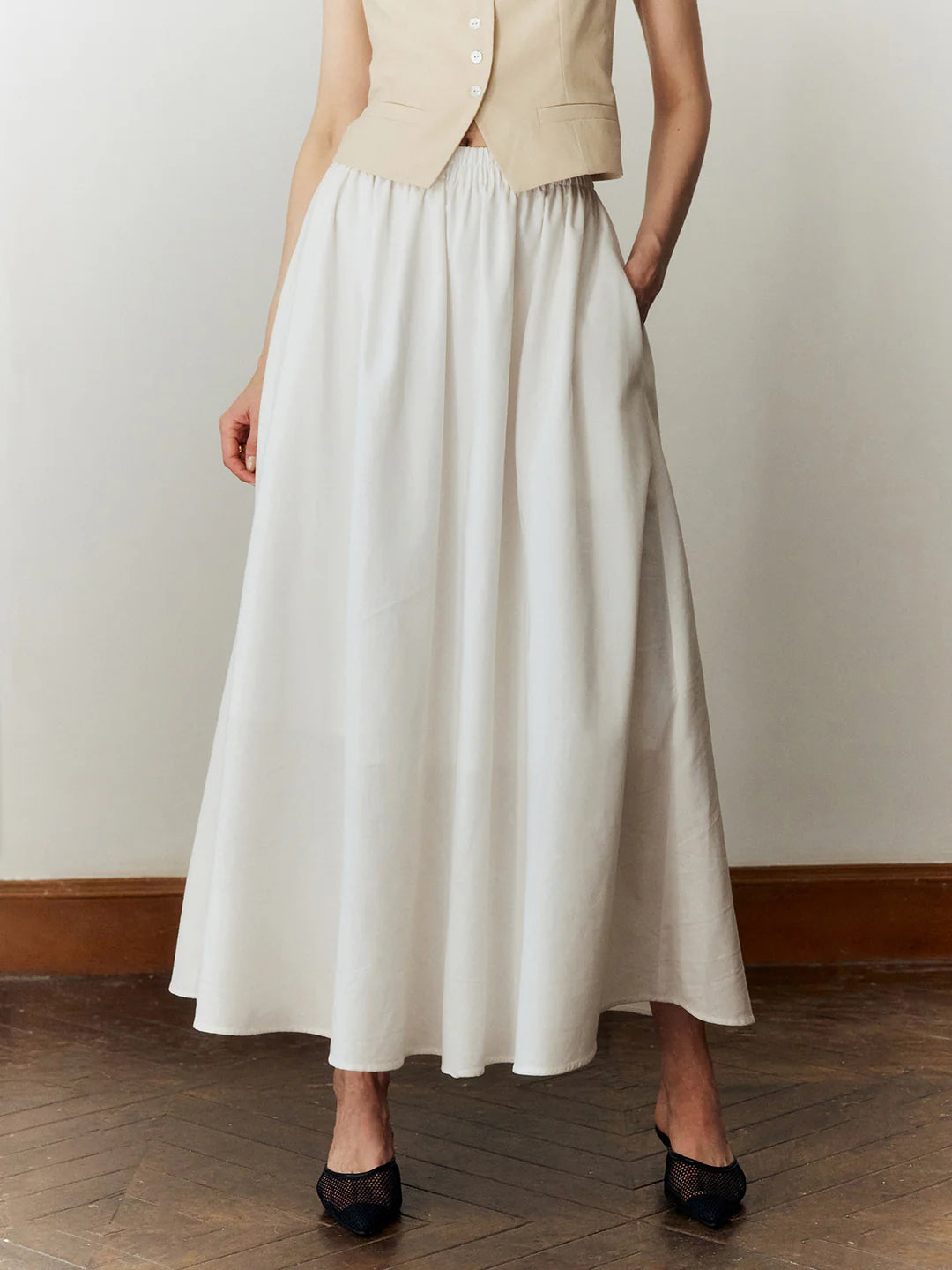 Temperament Commuting Solid Color Slim Pleated Skirt - LA FEMME WANDERER