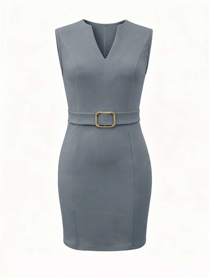 Chic Waist Belt Mini Dress – Sophisticated Contemporary Style