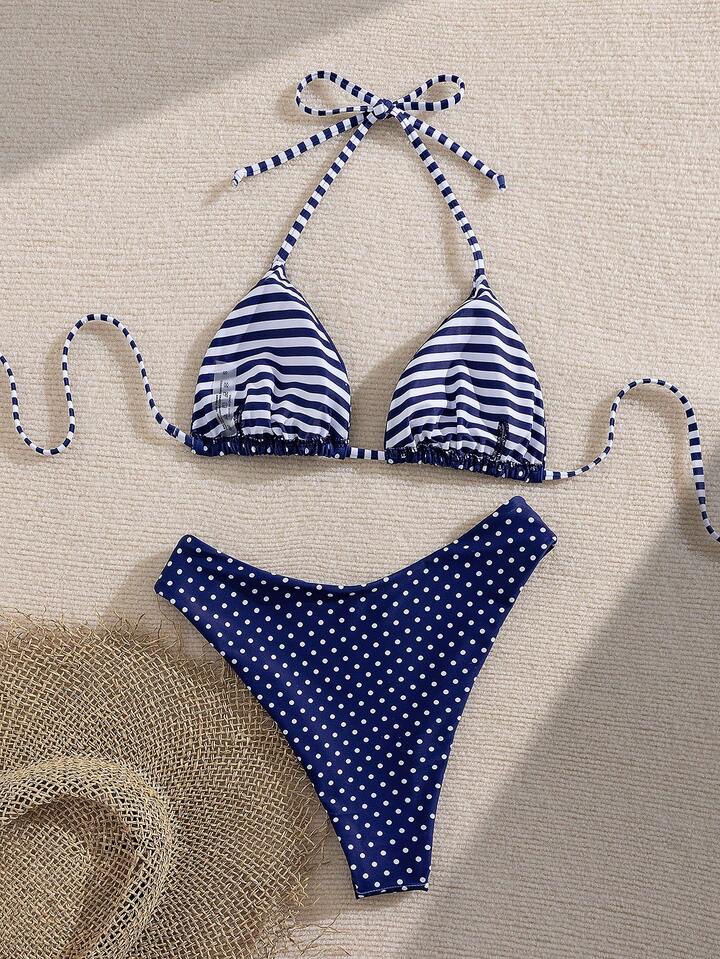 Zestaw bikini inspirowany stylem vintage – stroje kąpielowe gotowe do użytku w ośrodku