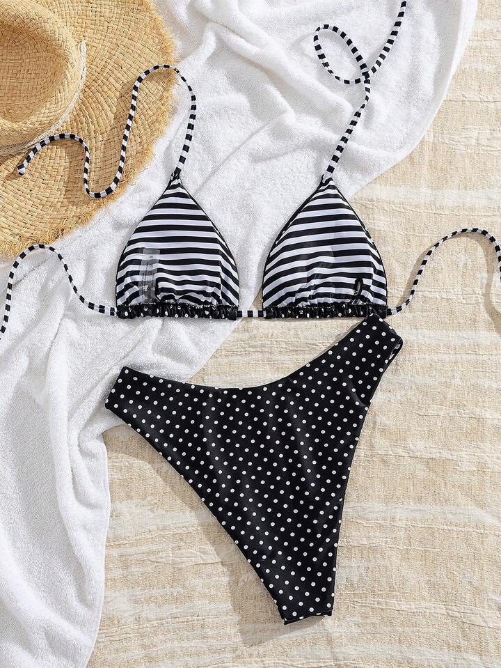 Zestaw bikini inspirowany stylem vintage – stroje kąpielowe gotowe do użytku w ośrodku