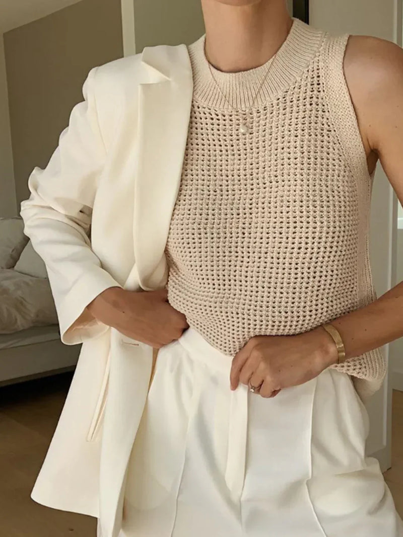 Jednolita dzianinowa koszulka bez rękawów na każdy mecz