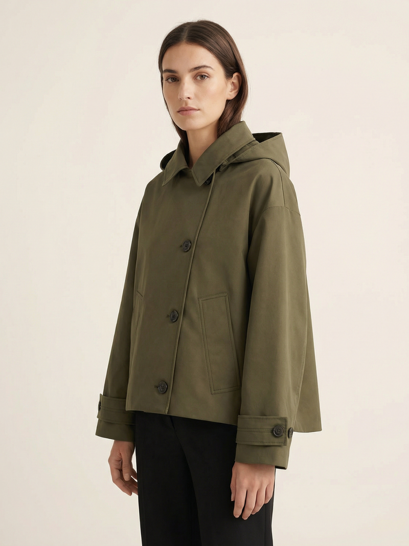 Green Oversized Hooded Bomber Jacket