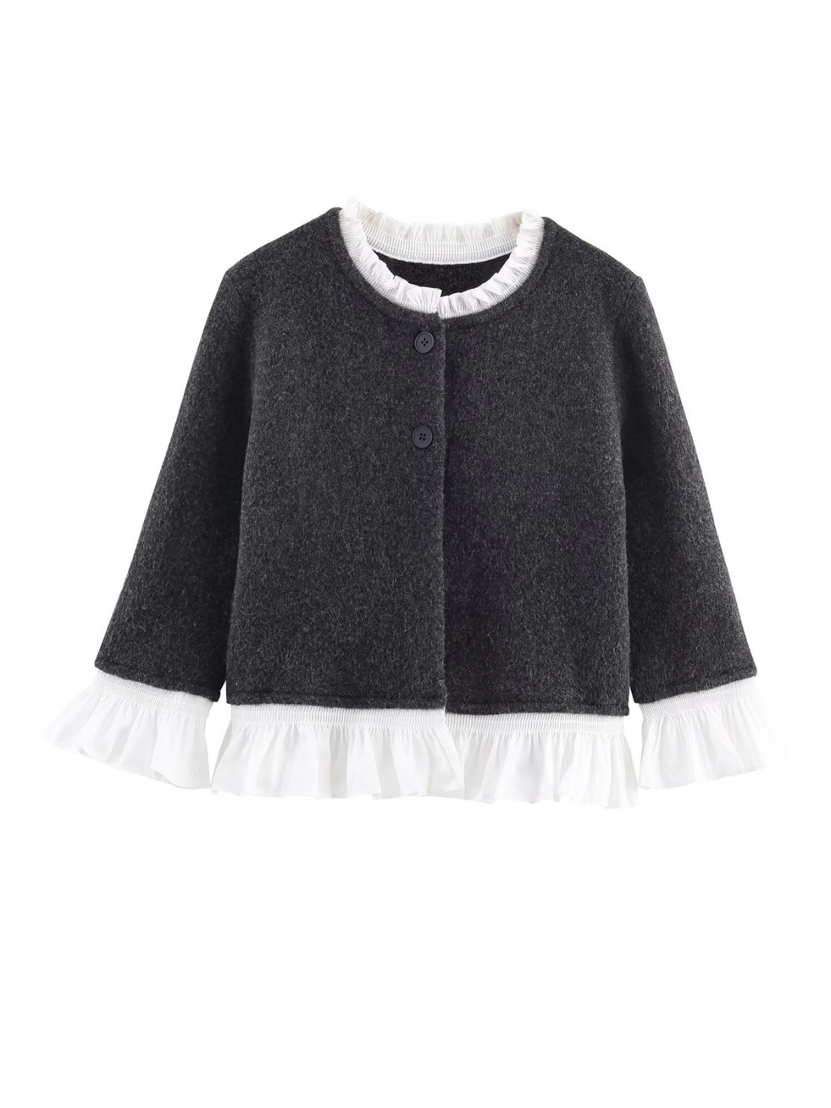 Autumn Patchwork Knit Jacket For Women With Poplin Panels European American Style Versatile Wardrobe Essential