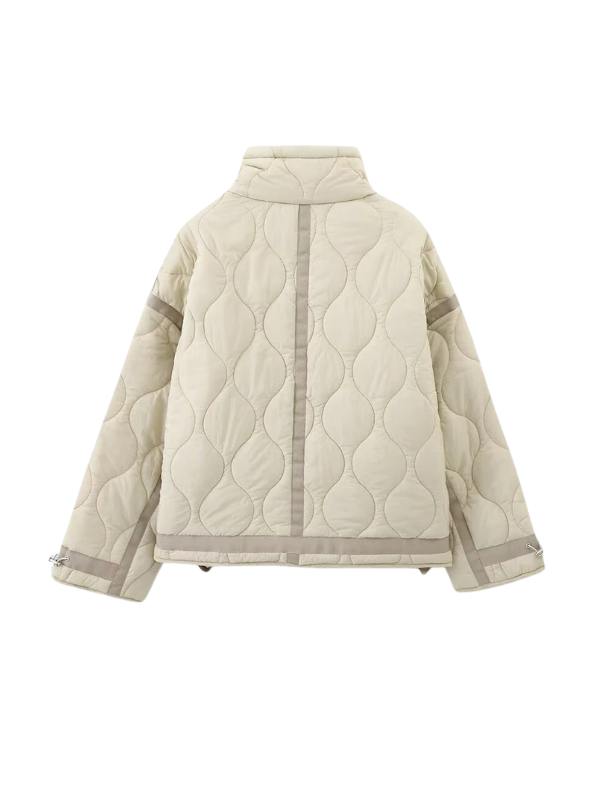 Quilted Bow Neck Jacket With Pockets