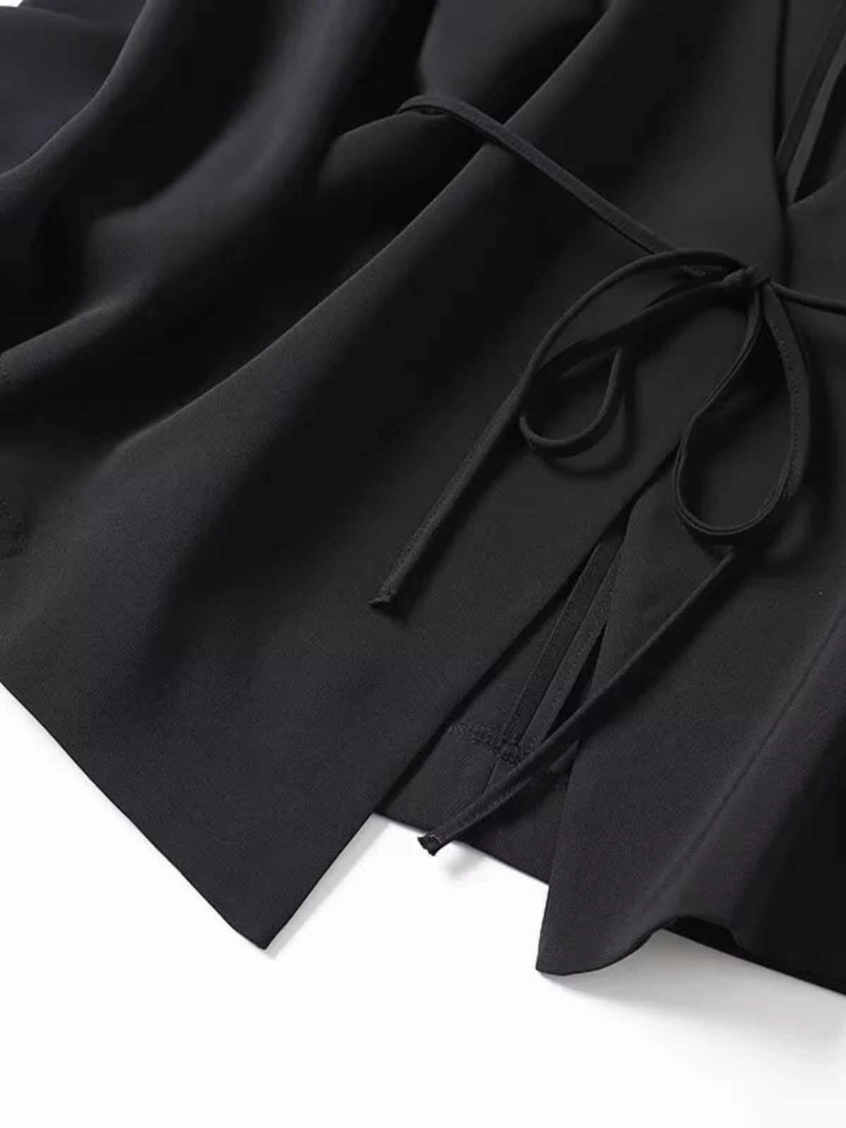 Womens Lace Up Wrap Cross V Neck Long Sleeve Kimono Top Black For Office Casual Wear