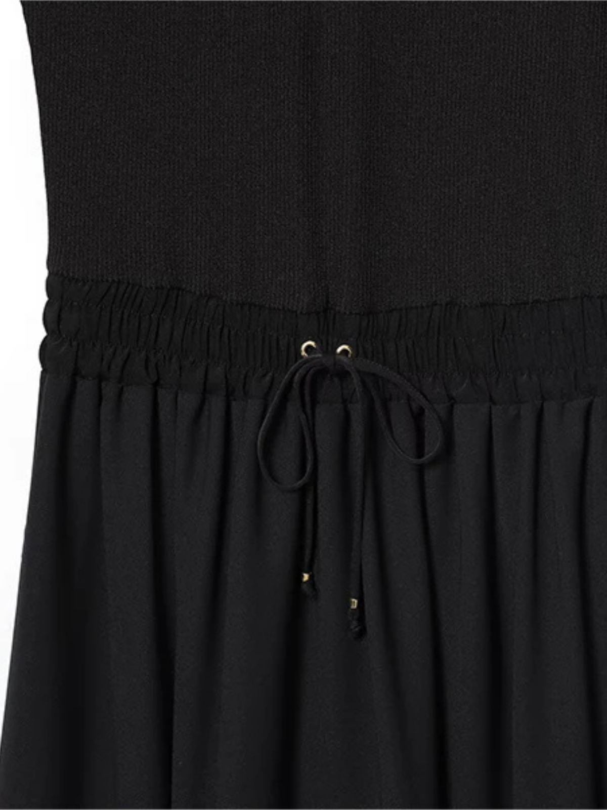 Patchwork Black Maxi Dress Drawstring Waist A Line